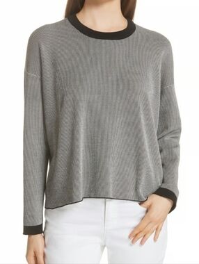 EILEEN FISHER ringneck striped sweater top S